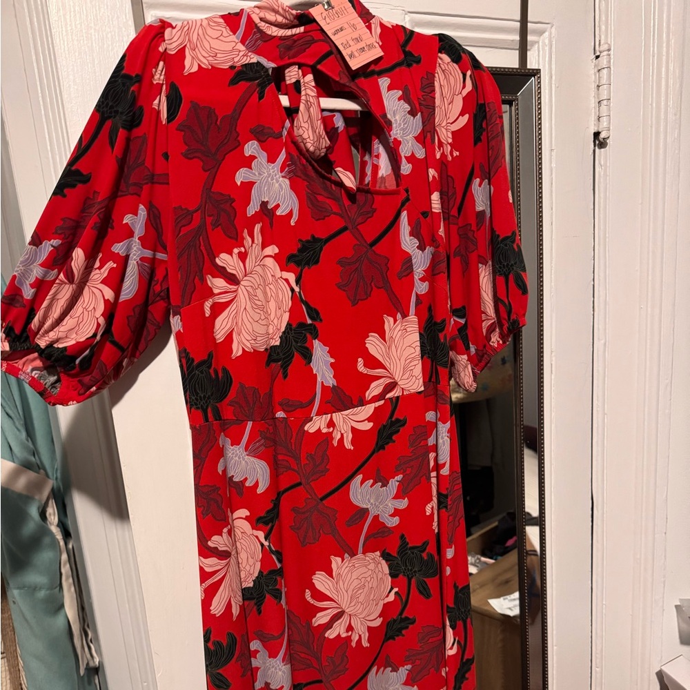 Red floral dress